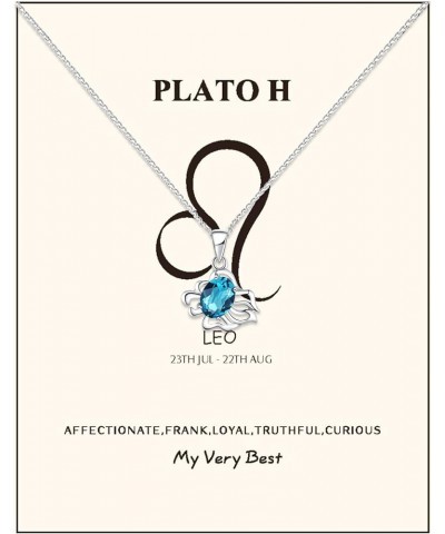 Zodiac Constellation Necklace Crystals Birthstone Jewelry Gifts for Women Girls H_7.23-8.22Leo Sky blue $10.63 Necklaces