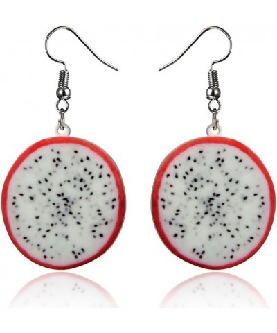 Lightweight Trendy Statement Creative Funny Lifelike Fruits Acrylic Flat Earrings for Women/Girl's Pitaya $9.87 Earrings