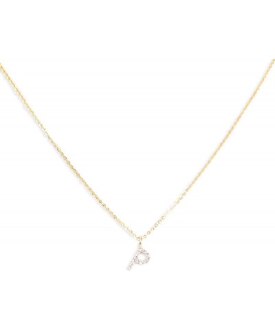 Pave Initial Necklace - Gold P $19.24 Necklaces