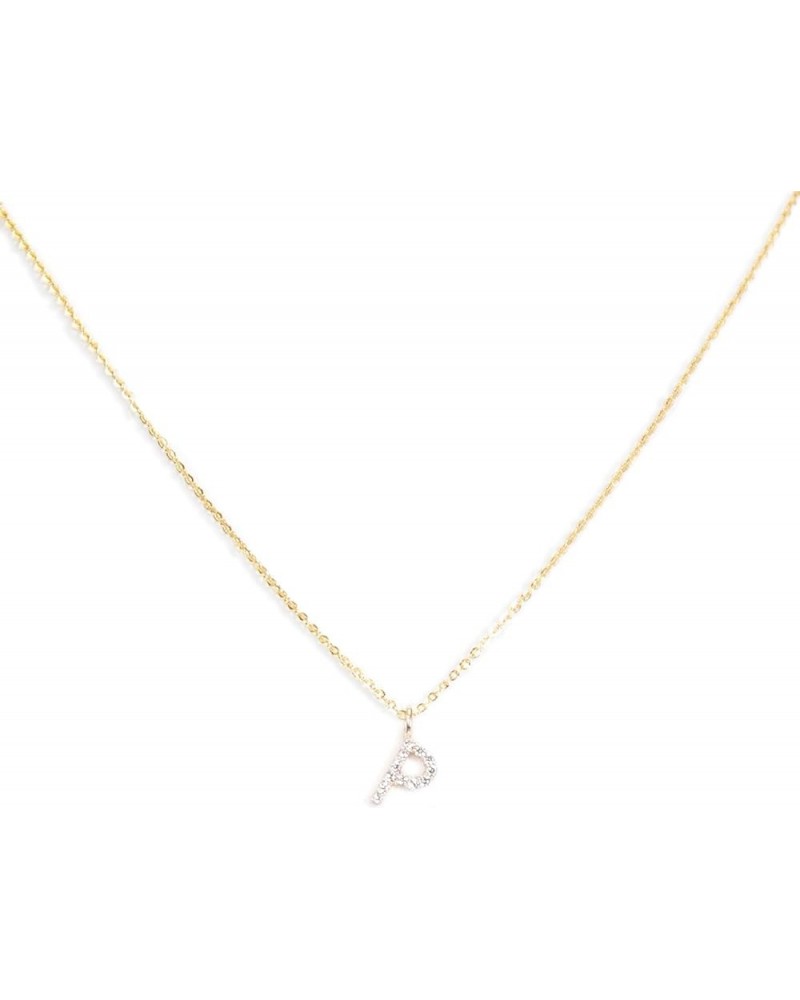 Pave Initial Necklace - Gold P $19.24 Necklaces