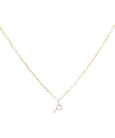 Pave Initial Necklace - Gold P $19.24 Necklaces