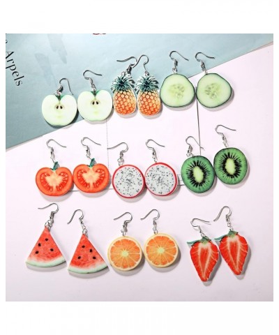 Lightweight Trendy Statement Creative Funny Lifelike Fruits Acrylic Flat Earrings for Women/Girl's Pitaya $9.87 Earrings