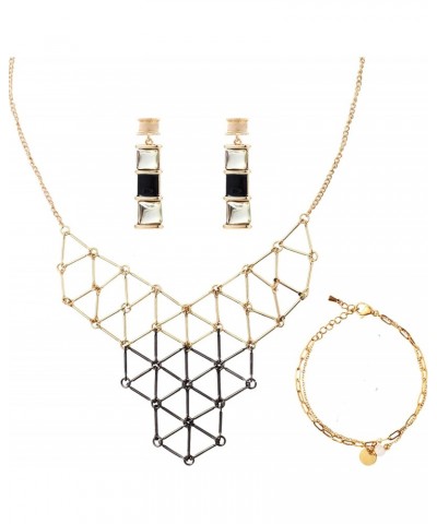 Elegant Necklace Earrings Bracelet Jewelry Set Bamboo Earrings for women 90s for Party Vacation Prom Wedding $8.09 Jewelry Sets