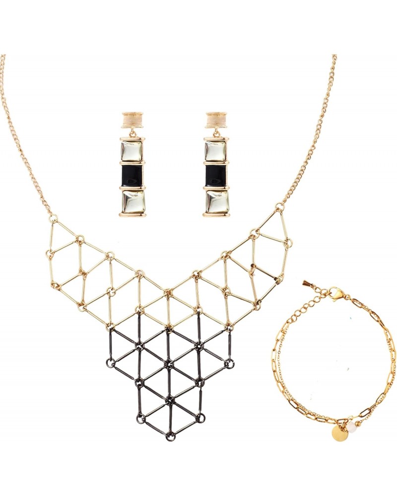 Elegant Necklace Earrings Bracelet Jewelry Set Bamboo Earrings for women 90s for Party Vacation Prom Wedding $8.09 Jewelry Sets