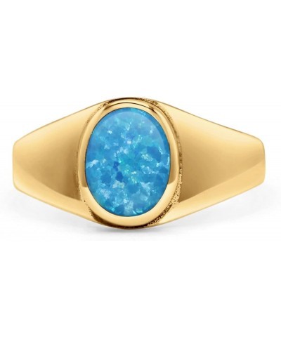 Petite Dainty Fashion Oval Thumb Ring Lab Created Opal Solid 925 Sterling Silver Yellow Tone, Lab Created Blue Opal $14.09 Rings