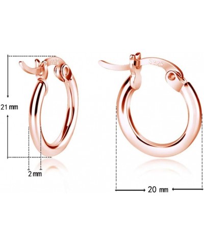 Sterling Silver Hoop Earrings, Small Clasp Hoop Earrings in Gold, Rose Gold, Silver for Women Girls Rose Gold-20mm 4/5 $10.63...