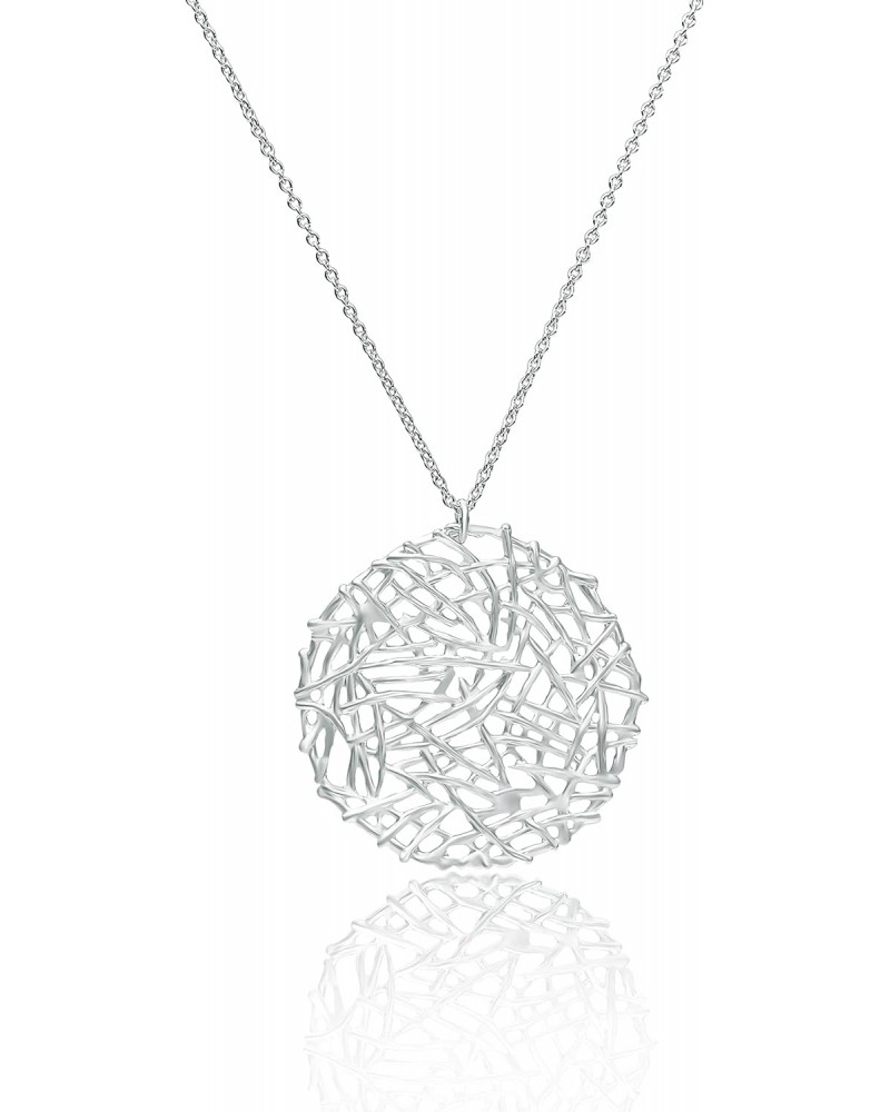 Women Jewelry Necklace Mesh Plate Necklace Silver $28.80 Necklaces