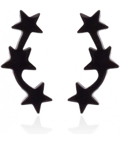 2 Pairs Silver Black Star Stud Earrings Set for Men Women Gift Stainless Steel Star Stud Earrings Jewelry 1pair Black $7.66 E...