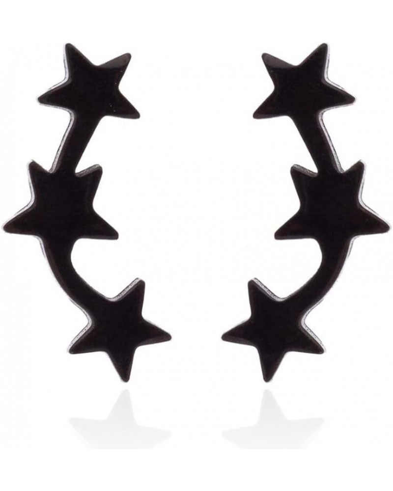 2 Pairs Silver Black Star Stud Earrings Set for Men Women Gift Stainless Steel Star Stud Earrings Jewelry 1pair Black $7.66 E...