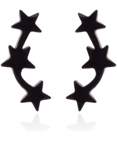 2 Pairs Silver Black Star Stud Earrings Set for Men Women Gift Stainless Steel Star Stud Earrings Jewelry 1pair Black $7.66 E...