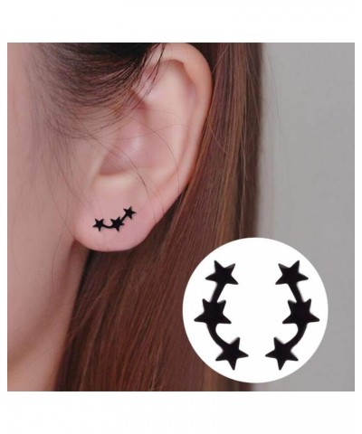 2 Pairs Silver Black Star Stud Earrings Set for Men Women Gift Stainless Steel Star Stud Earrings Jewelry 1pair Black $7.66 E...