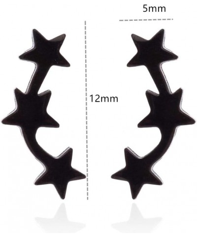 2 Pairs Silver Black Star Stud Earrings Set for Men Women Gift Stainless Steel Star Stud Earrings Jewelry 1pair Black $7.66 E...