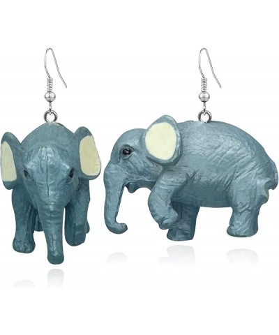 Cute Baby Elephant And Swan Animal Dangle Drop Earrings Hypoallergenic Stud Earrings For Women And Girls (black) Grey elephan...