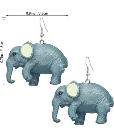 Cute Baby Elephant And Swan Animal Dangle Drop Earrings Hypoallergenic Stud Earrings For Women And Girls (black) Grey elephan...