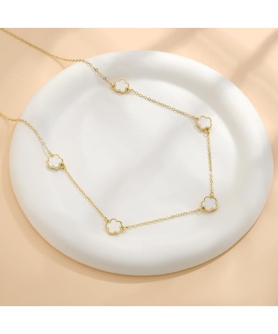 14K Gold Pendant Four Leaf Clover Necklace for Women Lucky Flower Jewelry White-14K Gold $8.52 Necklaces