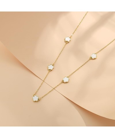 14K Gold Pendant Four Leaf Clover Necklace for Women Lucky Flower Jewelry White-14K Gold $8.52 Necklaces