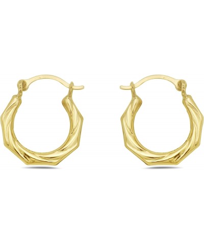 14K Gold Twisted Hexegonal French Lock Hoop earrings - Jewelry for Women/Girls - Small Hoop Earrings $16.40 Earrings