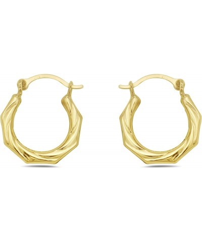 14K Gold Twisted Hexegonal French Lock Hoop earrings - Jewelry for Women/Girls - Small Hoop Earrings $16.40 Earrings