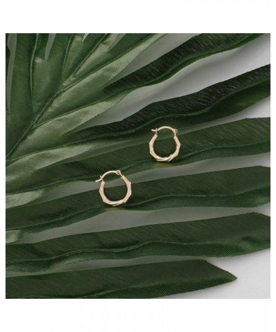 14K Gold Twisted Hexegonal French Lock Hoop earrings - Jewelry for Women/Girls - Small Hoop Earrings $16.40 Earrings