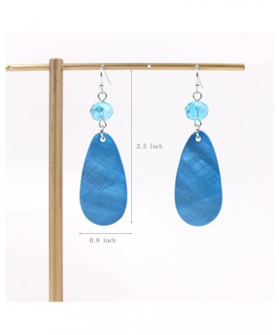 Big Natural Shell Drop Earrings Trendy Fashion Red Green Teal Pendant Dangling Earring for Women Light Blue T-2 $8.09 Earrings