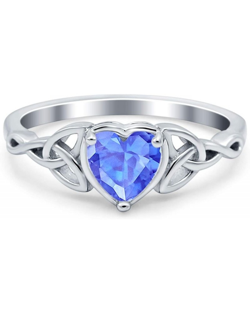 Heart Celtic Art Deco Wedding Engagement Bridal Promise Ring Simulated Cubic Zirconia 925 Sterling Silver Simulated Tanzanite...