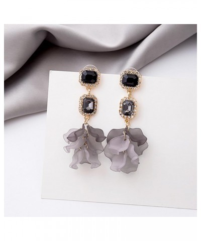 Vintage Acrylic Black Rose Petal Earrings for Women,Dangle Exaggerated Flower Earrings Statement Floral Tassel Earrings Valen...