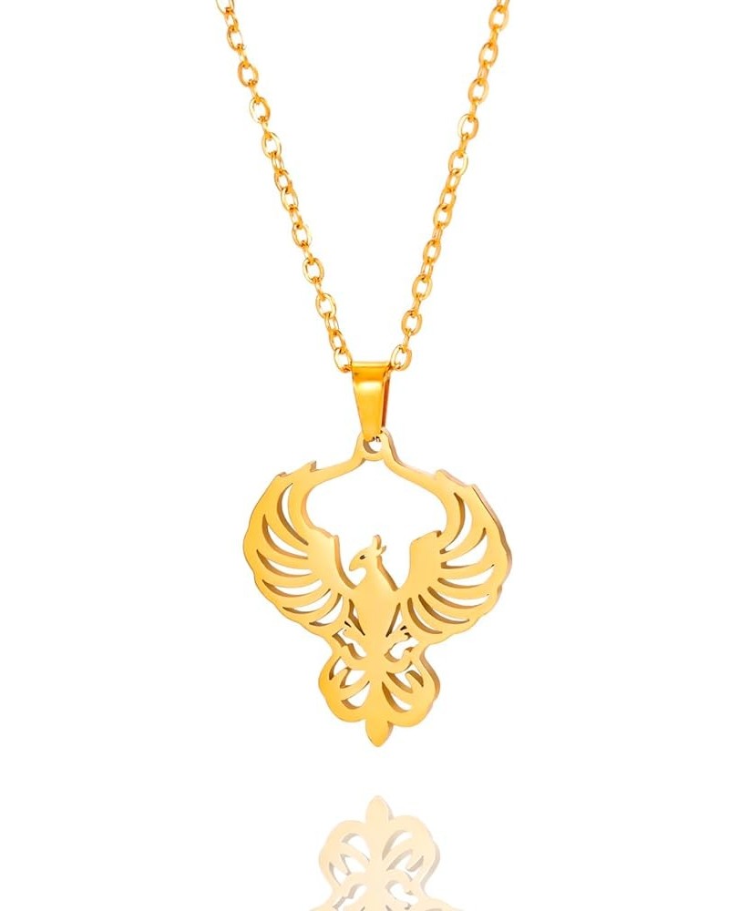 Rising Phoenix Necklace for Women Stainless Steel Phoenix Fire Bird Pendant Necklace for Men Trendy Jewelry Gifts gold $9.51 ...