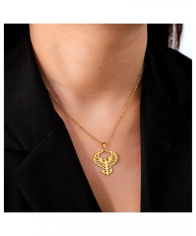 Rising Phoenix Necklace for Women Stainless Steel Phoenix Fire Bird Pendant Necklace for Men Trendy Jewelry Gifts gold $9.51 ...