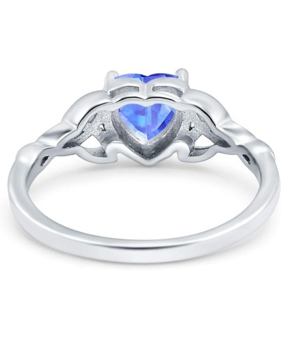 Heart Celtic Art Deco Wedding Engagement Bridal Promise Ring Simulated Cubic Zirconia 925 Sterling Silver Simulated Tanzanite...