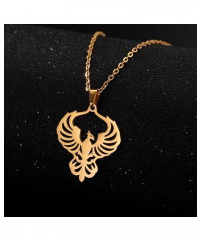 Rising Phoenix Necklace for Women Stainless Steel Phoenix Fire Bird Pendant Necklace for Men Trendy Jewelry Gifts gold $9.51 ...