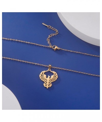 Rising Phoenix Necklace for Women Stainless Steel Phoenix Fire Bird Pendant Necklace for Men Trendy Jewelry Gifts gold $9.51 ...