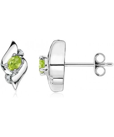 Natural Peridot Stud Earrings for Women Girls in Sterling Silver/14K Solid Gold/Platinum | August Birthstone Jewelry Gift for...