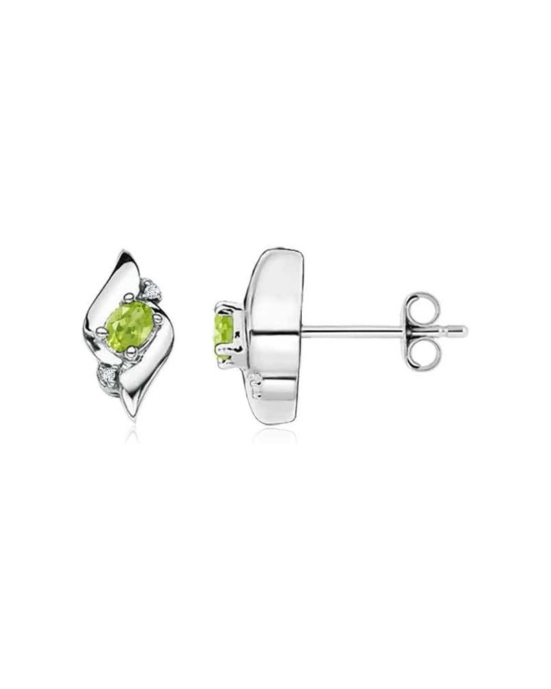 Natural Peridot Stud Earrings for Women Girls in Sterling Silver/14K Solid Gold/Platinum | August Birthstone Jewelry Gift for...