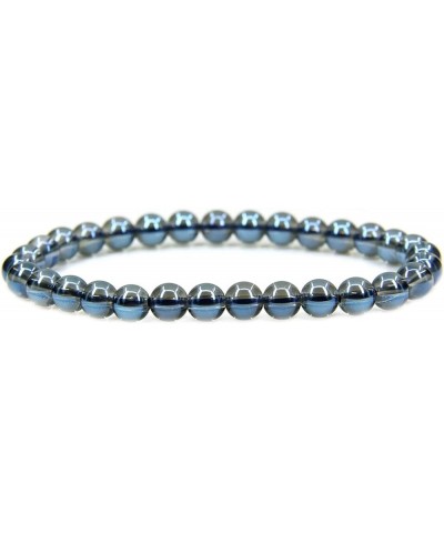 Natural Gem Semi Precious Gemstone 6mm Round Beads Stretch Bracelet 7" Unisex Aqua Blue Clear Quartz $6.88 Bracelets