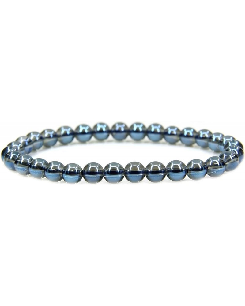 Natural Gem Semi Precious Gemstone 6mm Round Beads Stretch Bracelet 7" Unisex Aqua Blue Clear Quartz $6.88 Bracelets