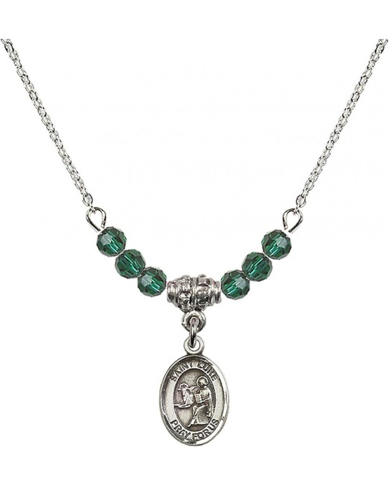 May Birth Month Bead Necklace with Catholic Patron Saint Petite Charm, 18 Inch Saint Luke the Apostle $32.51 Necklaces