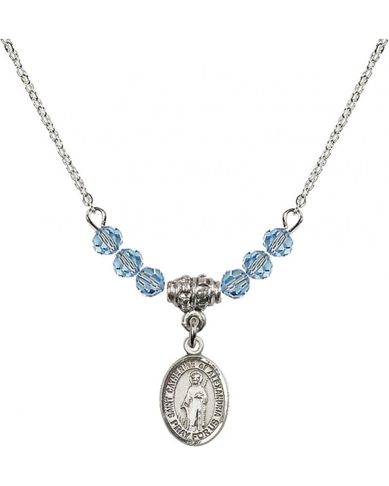 March Birth Month Bead Necklace with Catholic Patron Saint Petite Charm, 18 Inch Saint Catherine of Alexandria $26.60 Necklaces