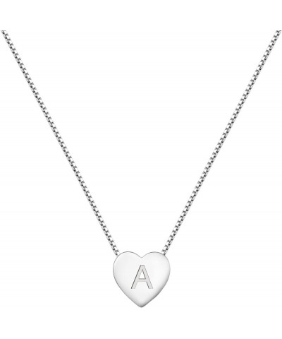 Initial Necklace 925 Sterling Silver Heart Letter Pendant 26 Alphabet Necklace for Women Letter A $24.20 Necklaces