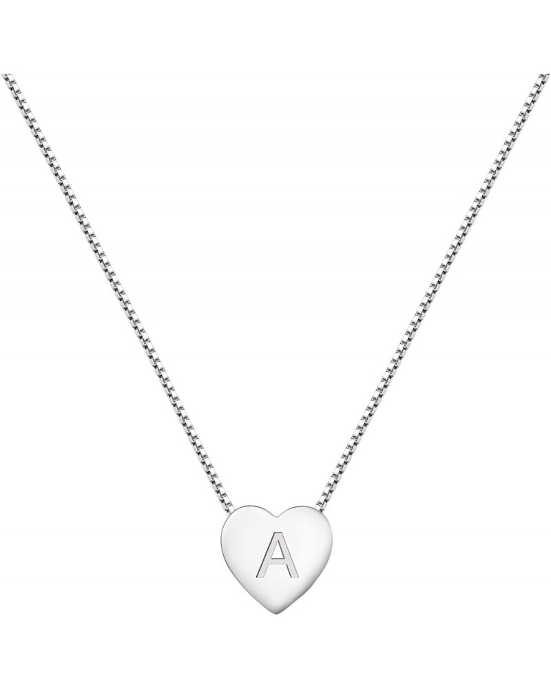 Initial Necklace 925 Sterling Silver Heart Letter Pendant 26 Alphabet Necklace for Women Letter A $24.20 Necklaces