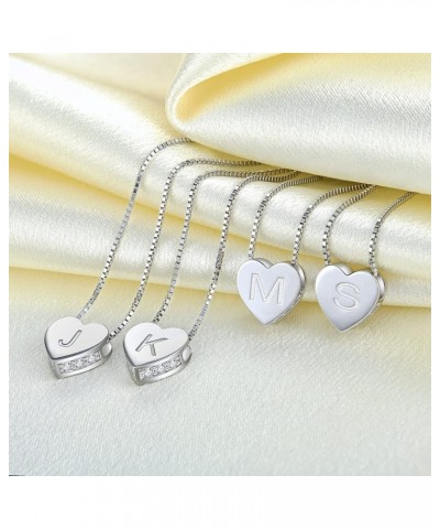 Initial Necklace 925 Sterling Silver Heart Letter Pendant 26 Alphabet Necklace for Women Letter A $24.20 Necklaces