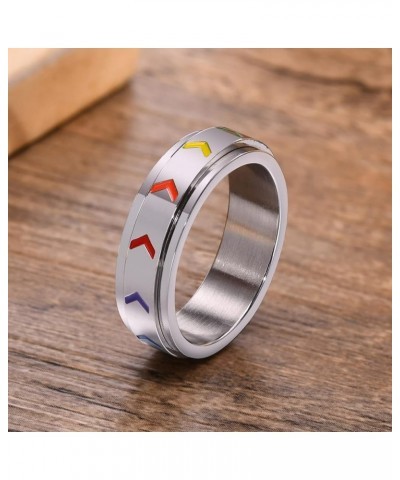 Inspirational Jewelry Spinner Ring Stainless Steel Band Ring for Teen Keep Fucking Going Inspirational Spinner Ring Rainbow A...