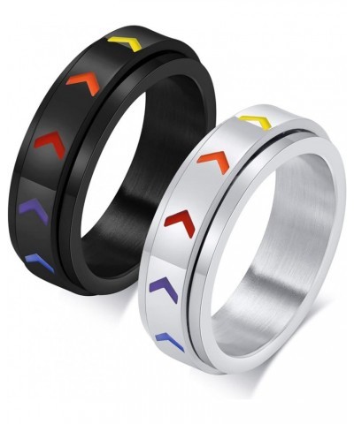 Inspirational Jewelry Spinner Ring Stainless Steel Band Ring for Teen Keep Fucking Going Inspirational Spinner Ring Rainbow A...