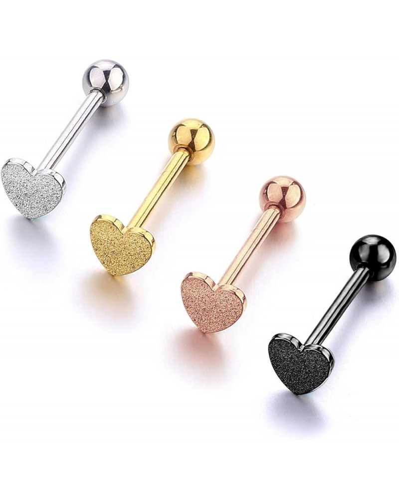 14G Stainless Steel Tongue Rings Straight Barbells Heart Shape Rose Shape Tongue Piercing Jewelry Pack 1 $8.24 Body Jewelry