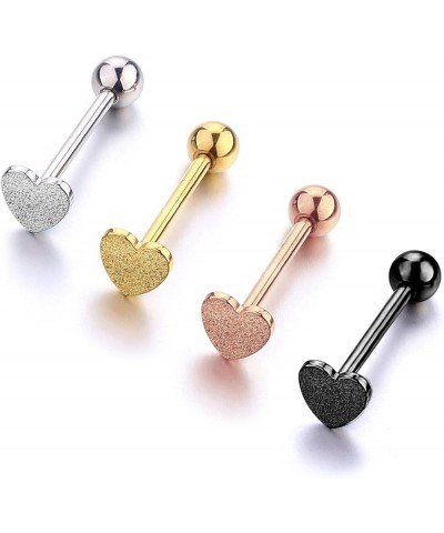 14G Stainless Steel Tongue Rings Straight Barbells Heart Shape Rose Shape Tongue Piercing Jewelry Pack 1 $8.24 Body Jewelry