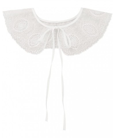 Detachable False Collar, Embroidery Mini Cape Neck Ruff Dickey Fake Collar for Blouse White-9 $8.95 Clothing