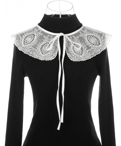 Detachable False Collar, Embroidery Mini Cape Neck Ruff Dickey Fake Collar for Blouse White-9 $8.95 Clothing