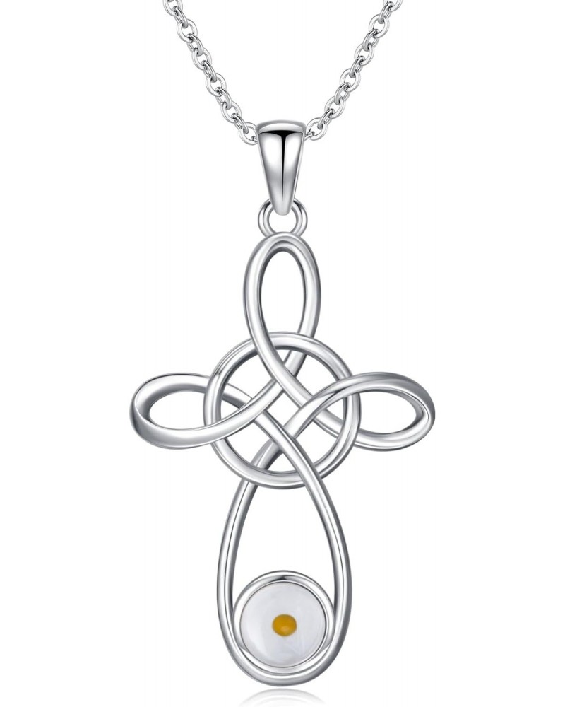 Mustard Seed Necklace Faith Necklace 925 Sterling Silver Celtic Knot Infinity Cross Pendant Necklace Christian Religion Neckl...