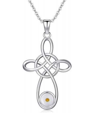 Mustard Seed Necklace Faith Necklace 925 Sterling Silver Celtic Knot Infinity Cross Pendant Necklace Christian Religion Neckl...