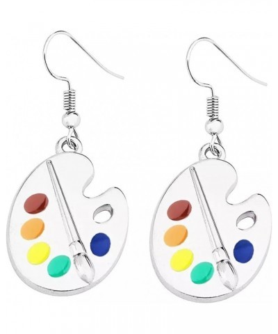 Personality Artist Paint Brush Earrings for Women Girls Unique Charm Paint Palette Dangle Earrings Colorful Painter Palette P...