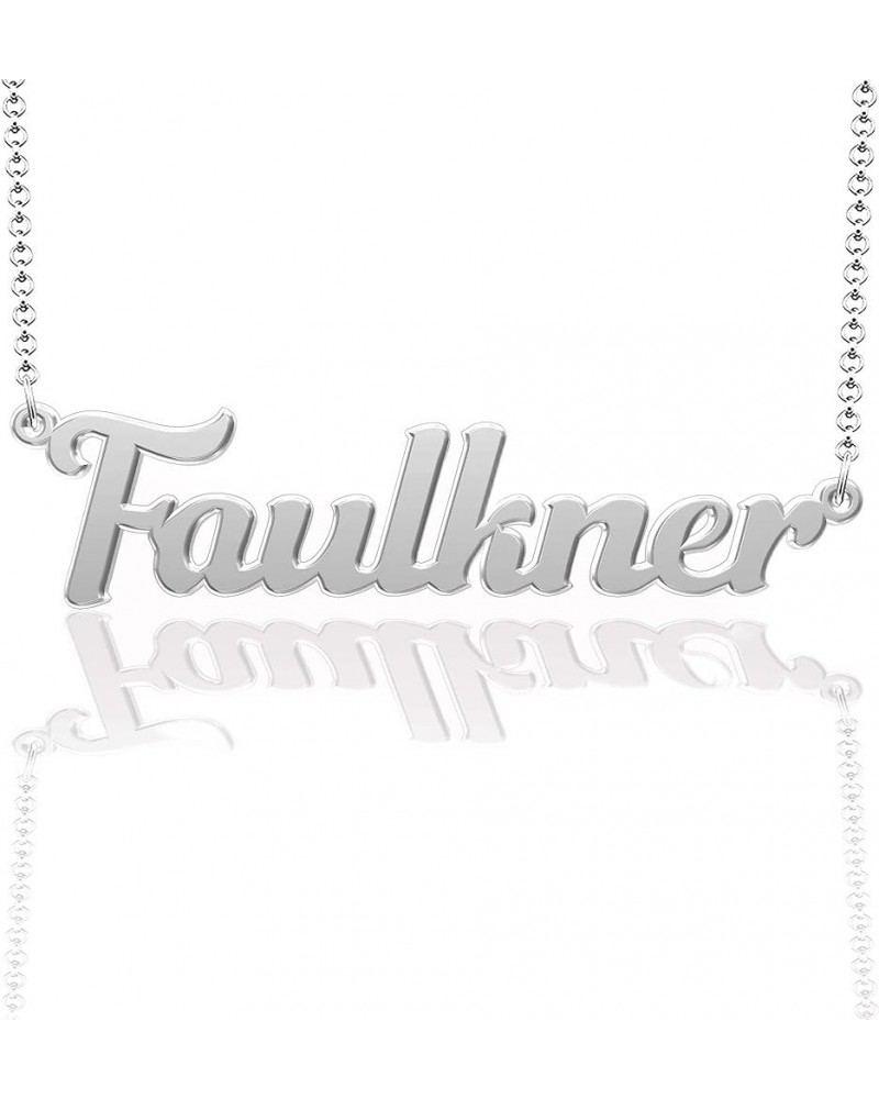 Real Silver Custom Name Necklace Personalized Nameplate Silver Pendant 925 Faulkner $13.33 Necklaces